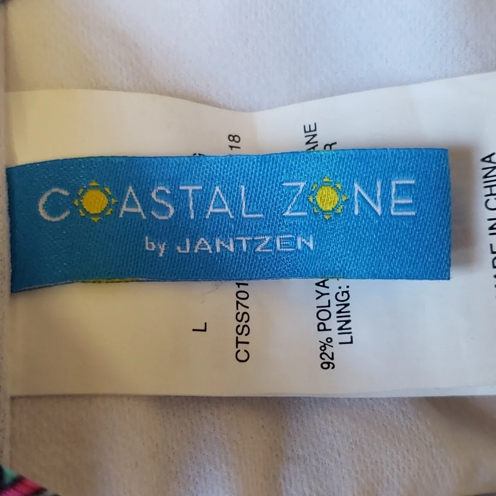 Coastal Zone By Jantzen Blue Floral Halter Swimming Top Only Women's Size L - Picture 7 of 13